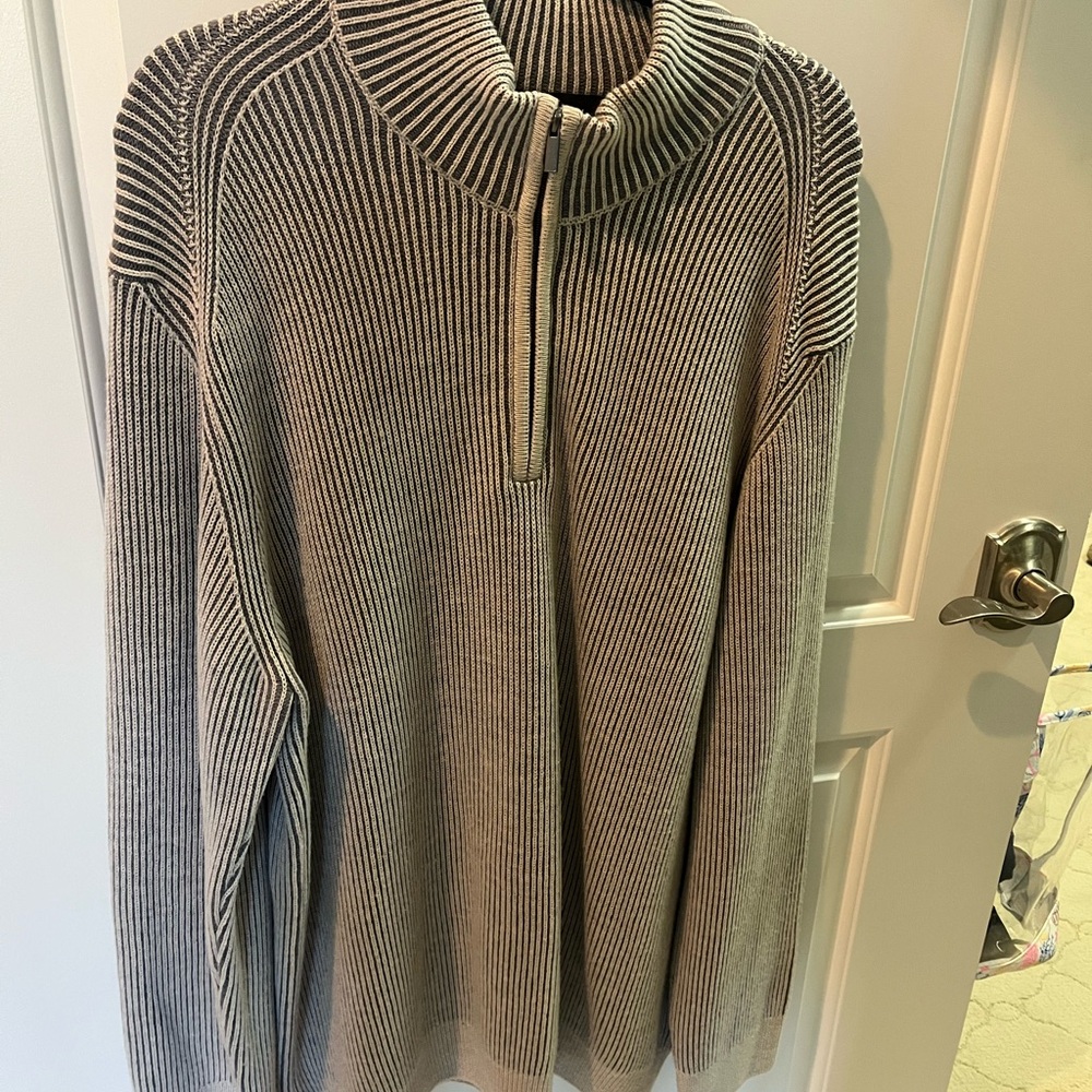 Bugatchi Men's Ribbed Zip-Up Sweater - Gray